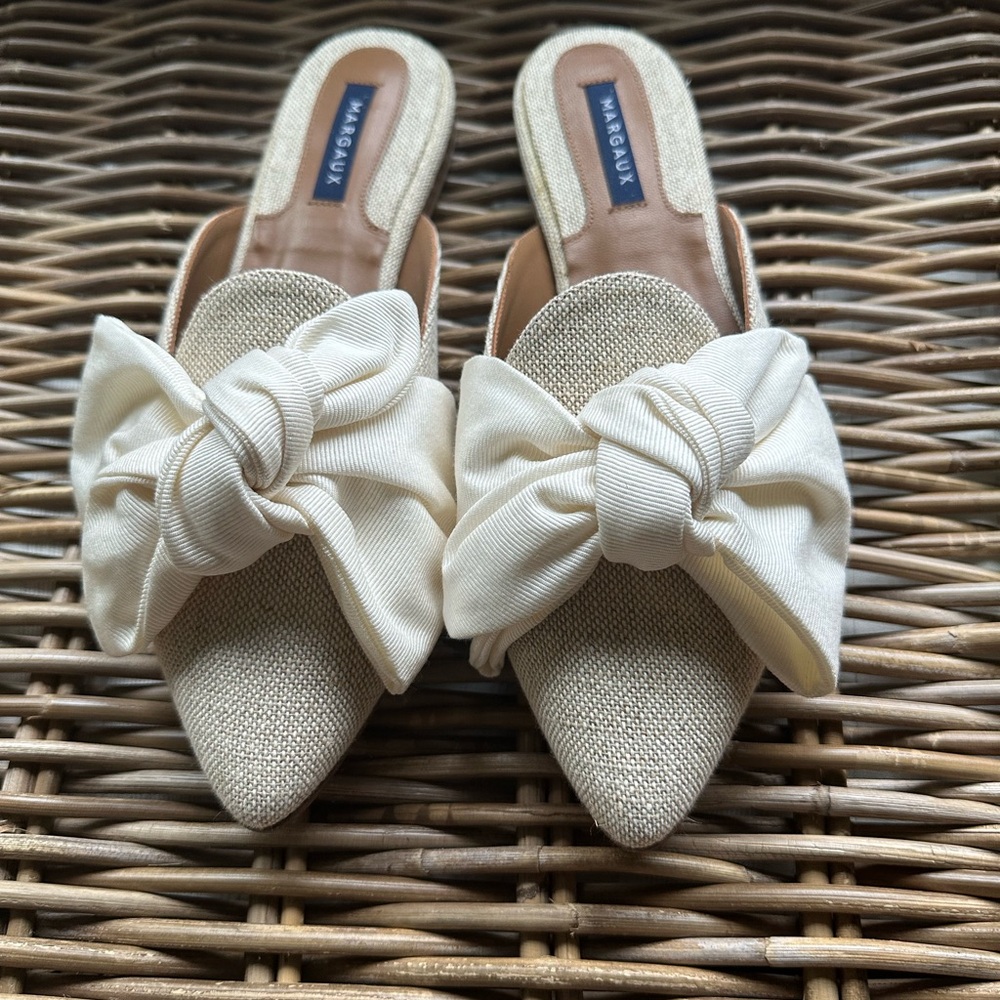 Margaux Linen Bow Mule NEW 8.5/9 N